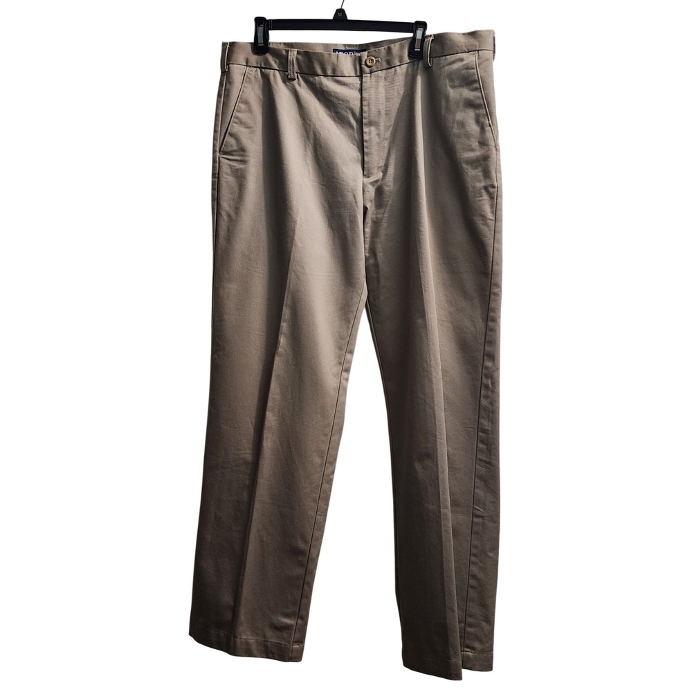Izod‎ Advantage Chino Pants Mens 38x32 Khaki Tan Slim Fit Trousers